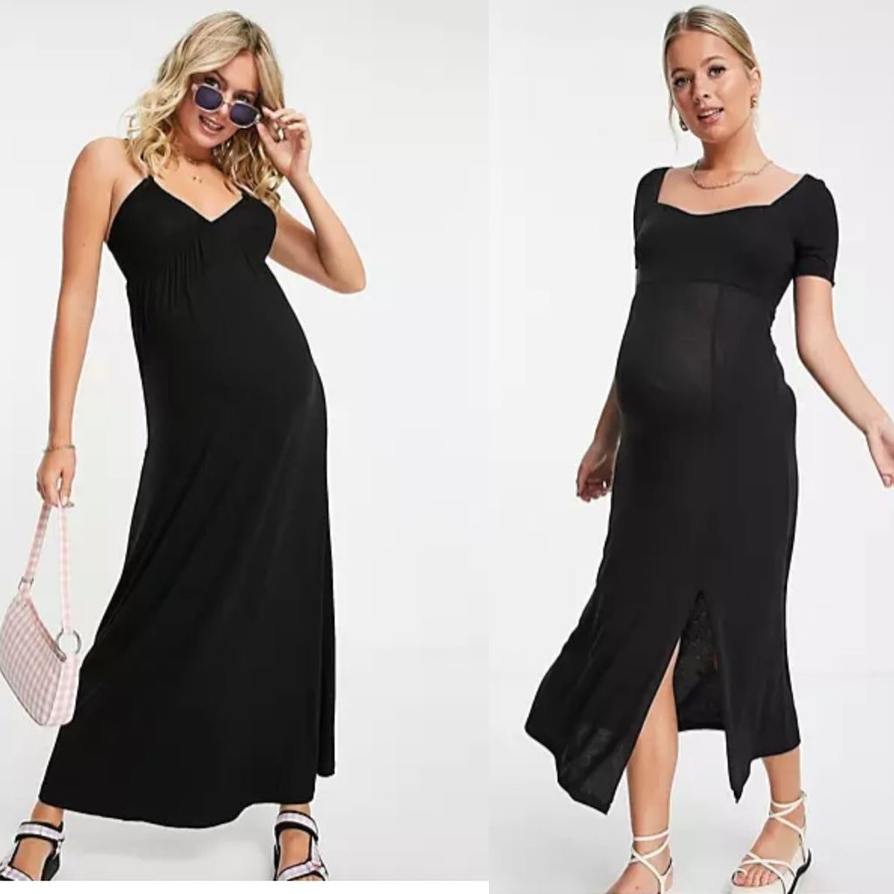 NWOT Lot of 2 ASOS Black Maternity Occasion Dresses Size 6 Small S MSRP $64